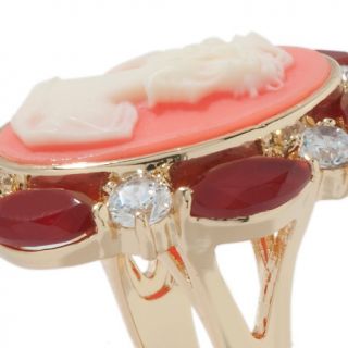 Princess Amanda Alla Carnelian Color CZ Goldtone Ring