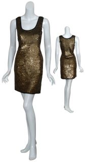 Diane Von Furstenberg DVF Gold Sequin Eve Dress 4 New