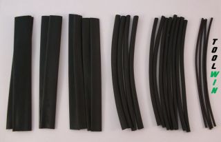 24 pc Electric Wire Wrap Assortment Set Heat Shrink Tube Sleeves Black
