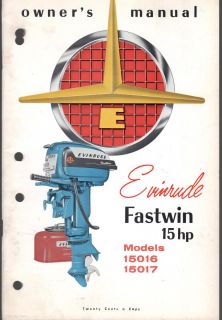 1956 Evinrude Fastwin 15 HP Outboard Owners Manual Nice New
