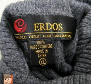 Womens Erdos Gray Turtleneck Long Sleeve Cashmere Sweater Sz XL Soft
