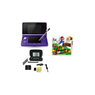 Nintendo 3DS Purple System Bundle with Super Mario 3D Land Game and
