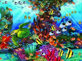  Seascape Turtle Fish Art John Enright  1500 Pc Jigsaw Puzzle Ceaco NEW