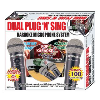  Kids Karaoke Dual Plug n Sing Karoke Microphones with 100 Song DVD