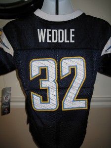 nwt weddle 32 chargers kids large l 7 reebok jersey ea