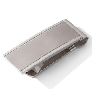 Mens Brushed Center Stainless Steel Money Clip
