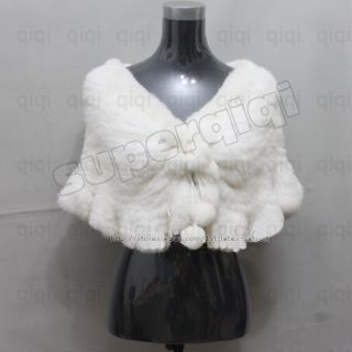 100 Real Knitted Rabbit Fur Shawl Cloak Cape Scarves Wraps Stole
