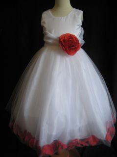 Persimmon Rose Petal Flower Girl Dress 6 9 12 18 MO 2T 3T 4T 5 6 7 8