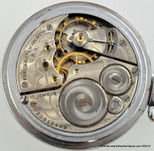 1918 Elgin 16S 15J Grade 313 Pocket Watch Runs Stops for Repair or
