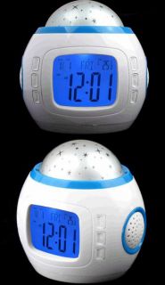 Small Starry Sky LED Music Projection Alarm Clock Time LCD Display