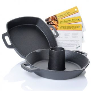105 275 emeril emerilware cast iron chicken roaster and cornbread pan
