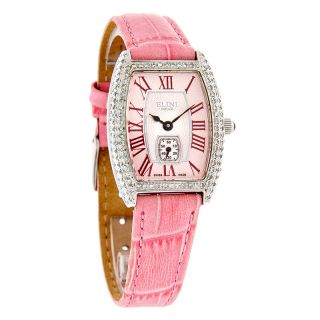 Elini Dolce Couture 1ctw Diamond Ladies Pink Leather Band Swiss Watch