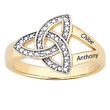 diamond two tone trinity knot name ring $ 105 00