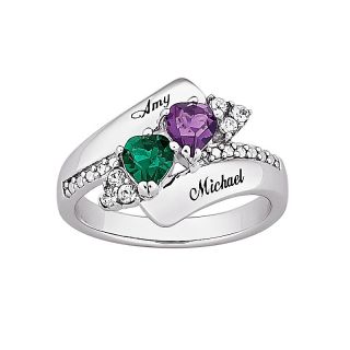 Jewelry Rings Personalized Couples Heart Shaped Birthstone and