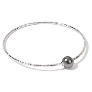 Designs by Turia Tahitian Pearl Silver Hammered Bracelet