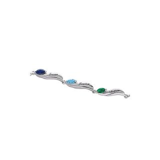 108 5393 sterling silver marquise family birthstone and name bracelet