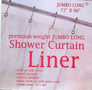 Extra Long Vinyl Shower Curtain Liner Clear Color 96Long