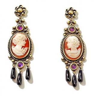 Amedeo NYC® Cameo and Multigemstone Chandelier Style Earrings