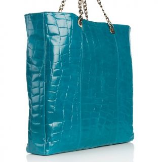 by Eva Croco Embossed Print Bag with Chain Handle