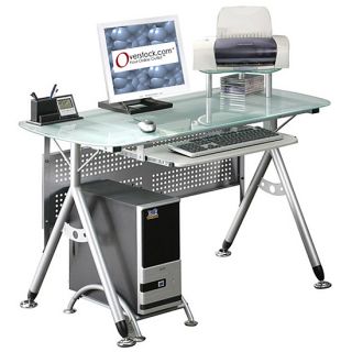 Ergonomic Tempered Glass Top Computer Desk Executive Tempered Glasstop