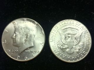  Two 2 1964 Kennedy Half Dollar Coins