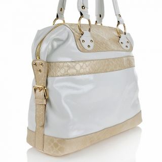 Sharif Patent Leather Satchel with Embossed Trim