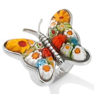 116 888 stately steel stately steel multicolor glass butterfly ring