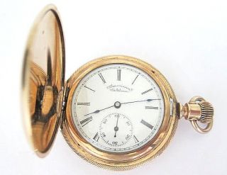 Antique Fahy 14k Goldfilled Waltham Pocket Watch Hunter Case S6 Runs