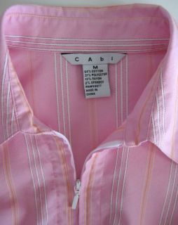 CAbi M Shirt Top Pink Stripe 39 Bust Cotton Blend Zip Womens Medium