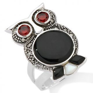 120 003 marcasite onyx and cz owl sterling silver ring note customer