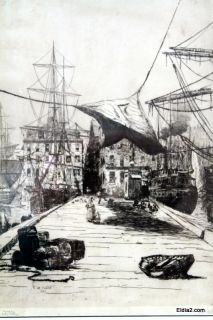  Etching NewYork Harbor F Lee Hunter 1885