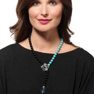 Heidi Daus Leaping Black and Blue Frog 16 1/4 Necklace
