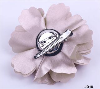 lady headdress flower satin fabric hair clip brooch pin corsage double