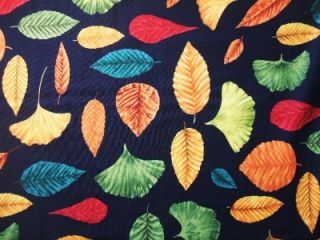 Autumn Song Fall Leaves Leaf Ginkgo Blank Quilting Black Fabric Yard