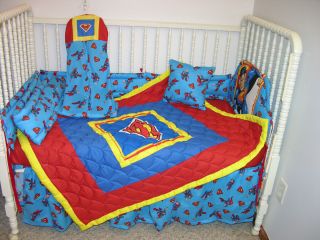 New Crib Nursery Bedding Set Made w Superman Fabric