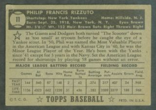 scooter 1952 topps baseball 11 phil rizzuto card