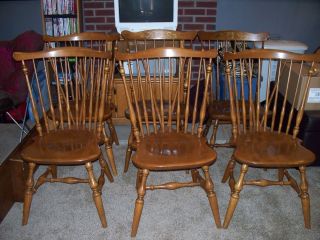Ethan Allen Chairs Nutmeg 4 Hitchcock Signed Pedestal Table 2 Chairs