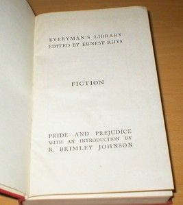  Austen Pride and Prejudice 1926 Everymans Library J M Dent HB