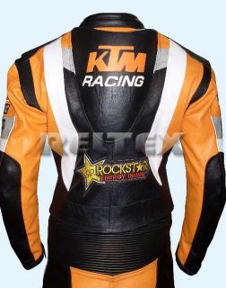RTX Violator Sport KTM Racing Orange Motorcycle Cowhide Leather Jacket