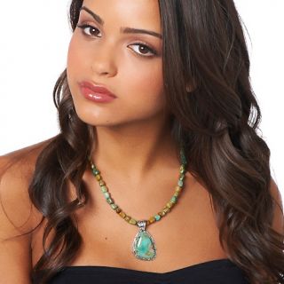 Jay King Kingman Turquoise Pendant and 18 Beaded Necklace