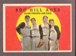 1959 topps 428 roy face bob friend vern law vg ex we are america s