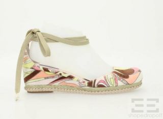  Multicolor Velour Printed Low Wedge Espadrilles Size 37 New