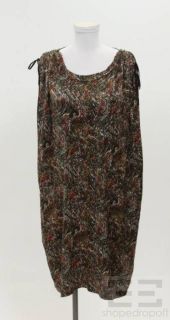 Etoile Isabel Marant Black Cream Orange Print Silk Shoulder Tie Dress