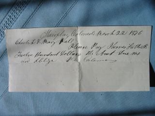 Fairplay Colorado Territory Invoice Document 1876 Charles Mary Hall $