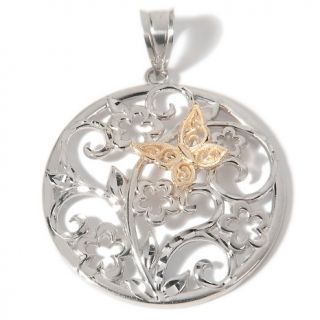 Michael Anthony Jewelry® 2 Tone Openwork Floral Pendant