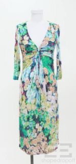ETRO Multicolor Floral Print Jersey V Neck Dress Size 44