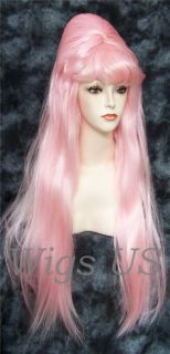 Wigs Pink Red Blonde Purple Extra Long Cone Beehive with Bangs Costume