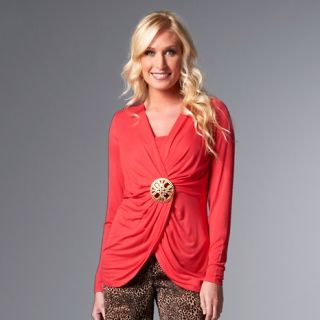 137 740 diane gilman dg2 long sleeve gathered top with medallion pin