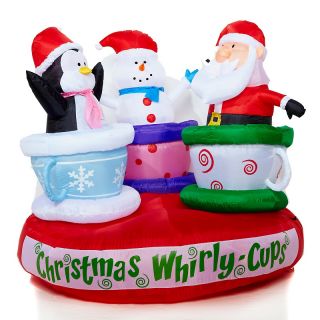 Winter Lane Animated Teacup Inflatable with Santa, Snowman and Penguin