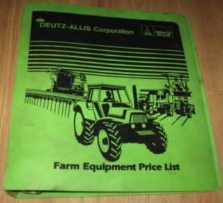 Deutz Allis Farm Equipment Price List Manual Binder
